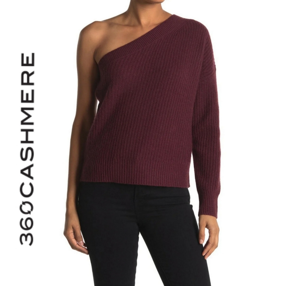 360 CASHMERE Lena One Shoulder Cashmere Sweater M Medium